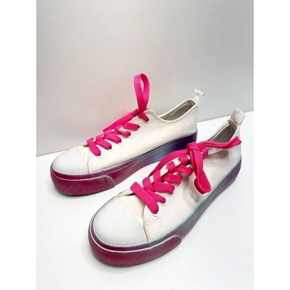 Olivia Miller Shoes Womens Size 8 Sneaker Gazelle White Canvas Pink Ombre Casual - Picture 7 of 11